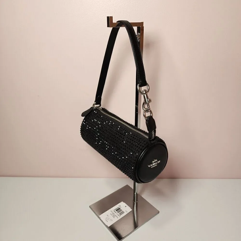 NWT COACH CX208 Nolita Barrel Crystal Bag Black Crystal Fabric